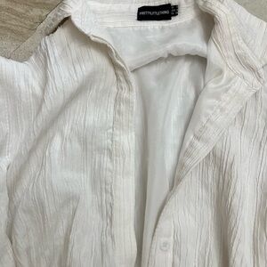 PrettyLittleThing White Textured Blouse Bodysuit